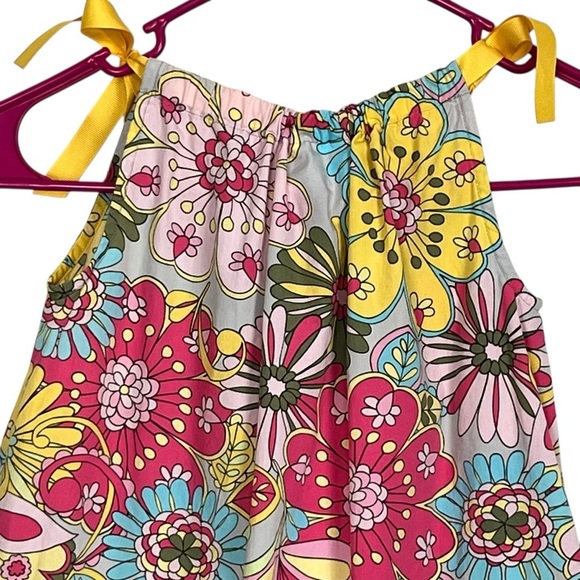 Hanna Andersson Girls Bright Retro Floral Print Pillowcase Dress Size 110 EUC - Picture 4 of 9